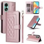 For OPPO A78 4G Diamond Lattice Leather Flip Phone Case(Rose Gold)