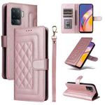 For OPPO A94 / F19 Pro Diamond Lattice Leather Flip Phone Case(Rose Gold)