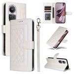 For OPPO Reno10 5G / Reno10 Pro 5G Diamond Lattice Leather Flip Phone Case(White)