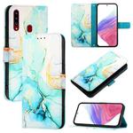 For Samsung Galaxy A20s PT003 Marble Pattern Flip Leather Phone Case(Green)