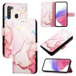 For Samsung Galaxy A21 EU PT003 Marble Pattern Flip Leather Phone Case(Rose Gold)