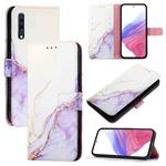 For Samsung Galaxy A70 / A70s PT003 Marble Pattern Flip Leather Phone Case(White Purple)