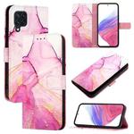 For Samsung Galaxy M32 4G Global / M22 PT003 Marble Pattern Flip Leather Phone Case(Pink Purple Gold)