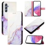 For Samsung Galaxy M34 5G / F34 5G PT003 Marble Pattern Flip Leather Phone Case(White Purple)