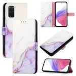 For Samsung Galaxy S20+ PT003 Marble Pattern Flip Leather Phone Case(White Purple)