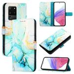 For Samsung Galaxy S20 Ultra PT003 Marble Pattern Flip Leather Phone Case(Green)