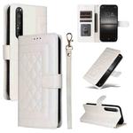 For Sony Xperia 1 II Diamond Lattice Leather Flip Phone Case(White)