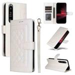 For Sony Xperia 1 III Diamond Lattice Leather Flip Phone Case(White)