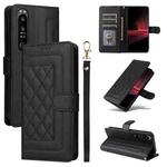 For Sony Xperia 1 III Diamond Lattice Leather Flip Phone Case(Black)