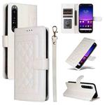 For Sony Xperia 1 IV Diamond Lattice Leather Flip Phone Case(White)