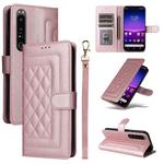 For Sony Xperia 1 IV Diamond Lattice Leather Flip Phone Case(Rose Gold)