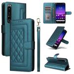 For Sony Xperia 1 IV Diamond Lattice Leather Flip Phone Case(Green)