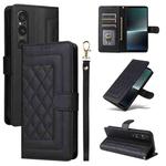 For Sony Xperia 1 V Diamond Lattice Leather Flip Phone Case(Black)