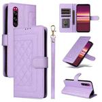 For Sony Xperia 5 Diamond Lattice Leather Flip Phone Case(Light Purple)
