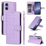 For Sony Xperia 5 V Diamond Lattice Leather Flip Phone Case(Light Purple)