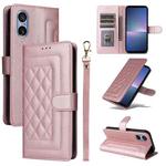 For Sony Xperia 5 V Diamond Lattice Leather Flip Phone Case(Rose Gold)