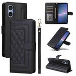 For Sony Xperia 5 V Diamond Lattice Leather Flip Phone Case(Black)