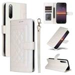 For Sony Xperia 10 II Diamond Lattice Leather Flip Phone Case(White)