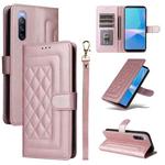 For Sony Xperia 10 III Diamond Lattice Leather Flip Phone Case(Rose Gold)