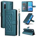 For Sony Xperia 10 III Diamond Lattice Leather Flip Phone Case(Green)