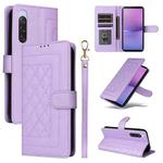 For Sony Xperia 10 V Diamond Lattice Leather Flip Phone Case(Light Purple)
