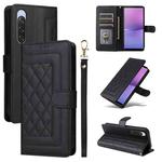 For Sony Xperia 10 V Diamond Lattice Leather Flip Phone Case(Black)