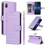 For Sony Xperia Ace III Diamond Lattice Leather Flip Phone Case(Light Purple)