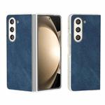 For Samsung Galaxy Z Fold5 5G PU Leather Frosted Transparent Edge Phone Case(Blue)