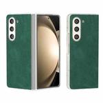 For Samsung Galaxy Z Fold5 5G PU Leather Frosted Transparent Edge Phone Case(Green)