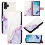 For Nothing CMF Phone 1 PT003 Marble Pattern Flip Leather Phone Case(White Purple)