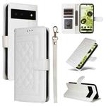 For Google Pixel 6 Diamond Lattice Leather Flip Phone Case(White)