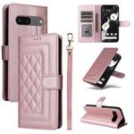 For Google Pixel 8a Diamond Lattice Leather Flip Phone Case(Rose Gold)