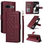 For Google Pixel 8a Diamond Lattice Leather Flip Phone Case(Wine Red)