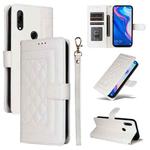 For Huawei P Smart Z Diamond Lattice Leather Flip Phone Case(White)