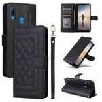 For Huawei P20 Lite Diamond Lattice Leather Flip Phone Case(Black)