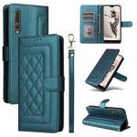 For Huawei P20 Pro Diamond Lattice Leather Flip Phone Case(Green)