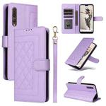 For Huawei P30 Diamond Lattice Leather Flip Phone Case(Light Purple)