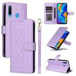 For Huawei P30 Lite Diamond Lattice Leather Flip Phone Case(Light Purple)