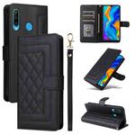 For Huawei P30 Lite Diamond Lattice Leather Flip Phone Case(Black)