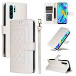 For Huawei P30 Pro Diamond Lattice Leather Flip Phone Case(White)