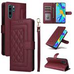 For Huawei P30 Pro Diamond Lattice Leather Flip Phone Case(Wine Red)