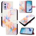 For OnePlus 9 PT003 Marble Pattern Flip Leather Phone Case(Galaxy Marble White)