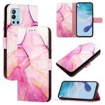 For OnePlus 9R / 8T PT003 Marble Pattern Flip Leather Phone Case(Pink Purple Gold)