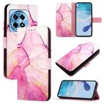 For OnePlus 12R 5G Global PT003 Marble Pattern Flip Leather Phone Case(Pink Purple Gold)