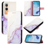 For OnePlus Nord CE4 Lite PT003 Marble Pattern Flip Leather Phone Case(White Purple)