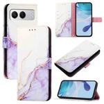 For OnePlus Nord 4 5G PT003 Marble Pattern Flip Leather Phone Case(White Purple)