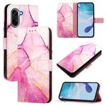 For OnePlus Ace 5 Racing PT003 Marble Pattern Flip Leather Phone Case(Pink Purple Gold)