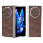For vivo X Fold3 PU Leather Frosted Transparent Edge Phone Case(Coffee)