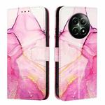 For Realme 12 5G Global PT003 Marble Pattern Flip Leather Phone Case(Pink Purple Gold)