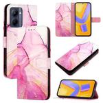 For Realme C33 2022 / 2023 Global PT003 Marble Pattern Flip Leather Phone Case(Pink Purple Gold)